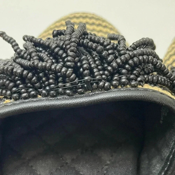 BIRDIES Spice Market Songbird Slides Faux Raffia Beaded Fringe Trim Size 8.5 - Picture 7 of 9